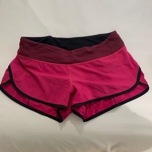 Pink Lululemon Speed Up shorts